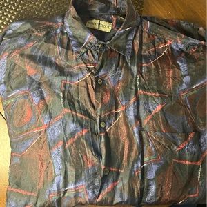 Robert Stock Men's Silk Button Down (Vintage) XL